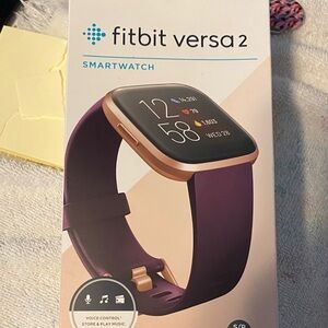 fitbit Versa 2 Smartwatch - Plum Band with Rose Gold Case